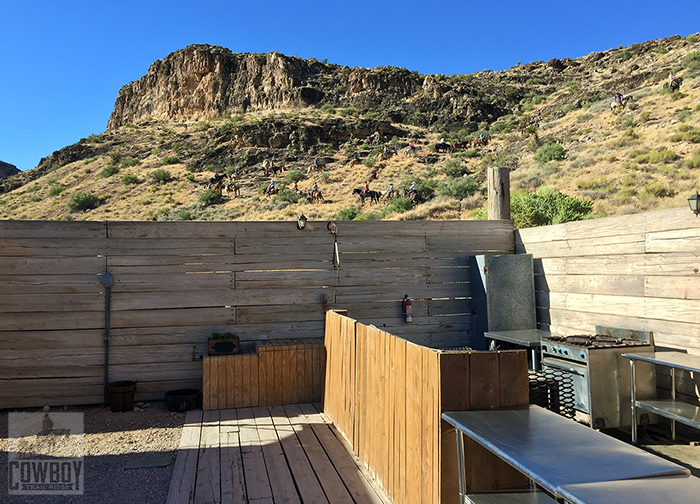 A picture of our kitchen and one of the trails where we Horseback Riding in Las Vegas at Cowboy Trail Rides in Red Rock Canyon