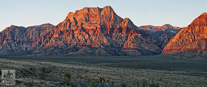 Picture of a Winter sunrise on the Wilson Cliffs from Cowboy Trail Rides